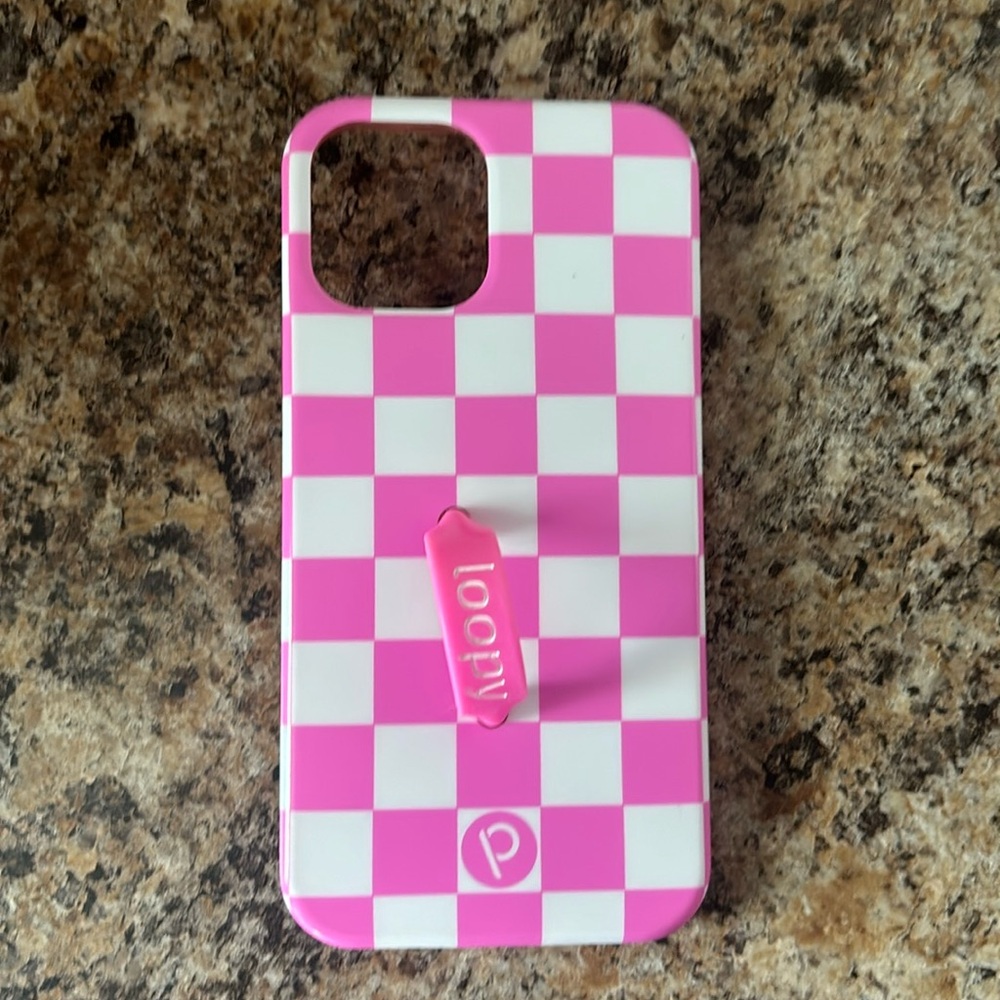 iPhone 12/12 Pro Pink Checkered Loopy Case